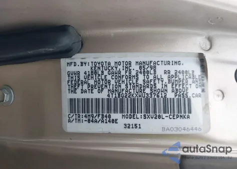 1998 Toyota Camry Le from USA, damaged, VIN 4T1BG22KXWU337612